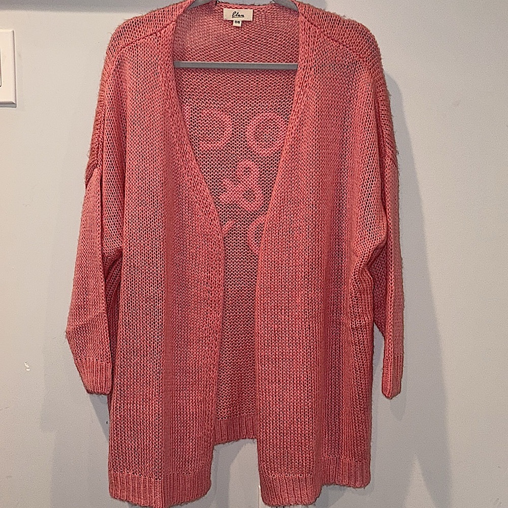 Elan Rock & Love Open Knit Long Cardigan One Size Color: Rose NWOT - Picture 6 of 11